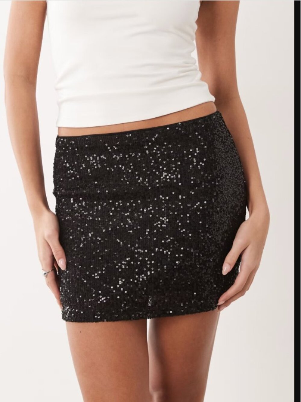 Express Sequin Mini Skirt in Black
